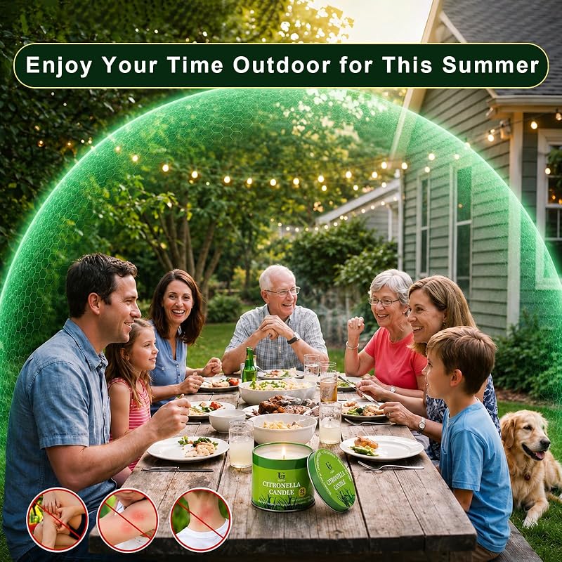 Citronella Candles Outdoor 5.3 oz Tin - 2 Pack, Up to 26 Hours Each, 100% Soy