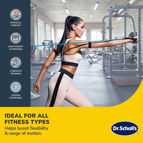 Dr. Scholl's Resistance Band W/Door Anchor (Light Resistance 10lb) - Balance, Stability, Joint Rehabilitation, Muscle Pain, Injuries, Arthritis (10lb)