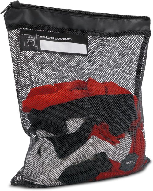 Meister Athlete Wash Bag - Durable Mesh Sports Laundry Bag with Zipper Lock - Black
