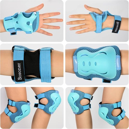 BOSONER Kids Protective Gear Set - Knee & Elbow Pads for Roller Skating, Cycling, BMX & Skateboarding