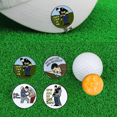 Aikiprety Cracker Golf Ball Marker, Premium Golf Accessories & Funny Golf Gifts for Men Women Golfers (Cracker and Happy 5pcs)