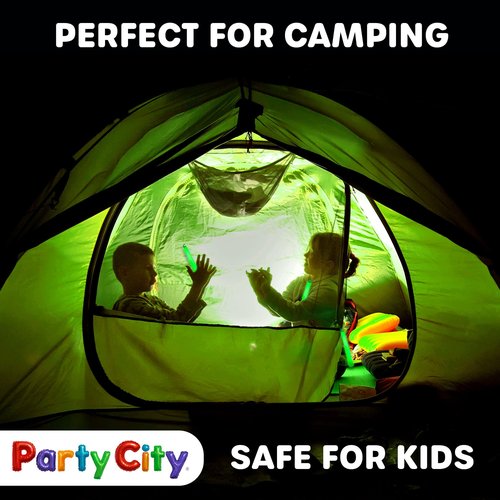 Party City Green Glow Sticks Bulk Pack 6”- 25pk Glow in the Dark Sticks for Kids, Waterproof Camping Survival Ultra Bright Emergency Light Stick with String, Neon Glowsticks Party Supplies Favors