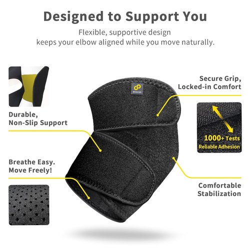Bracoo Elbow Brace - Compression Sleeve for Tendonitis & Sports Injuries | Pain Relief & Support