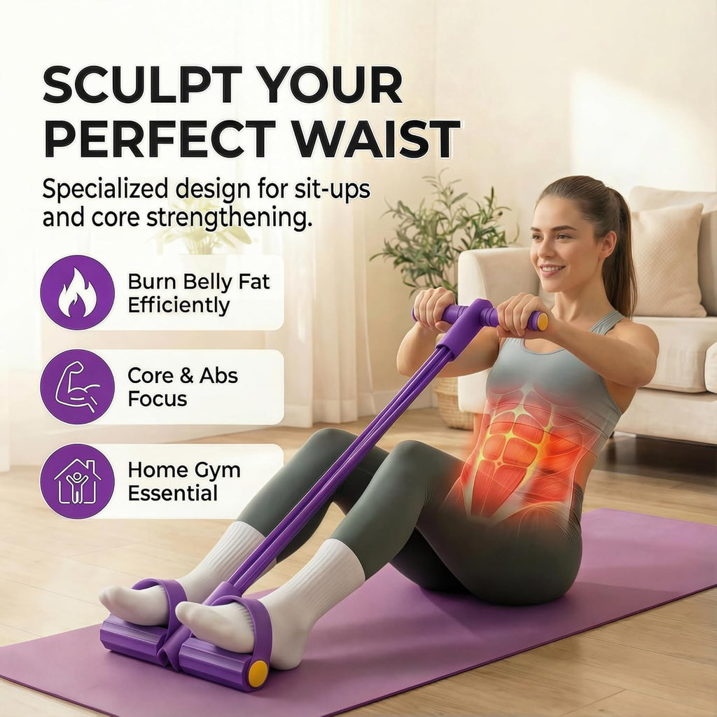 Skiennix Pedal Resistance Band - 6-Tube Foot Pedal & Ankle Puller for Full Body Workout | Home Gym Equipment