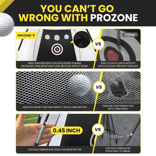 Golf Net, 10x7FT Home Golf Practice Net for Backyard, Golf Hitting Net with Tri-Turf Mat for Indoor & Outdoor, Practice Equipment, Backyard Driving Chipping Swing Training for Golfers