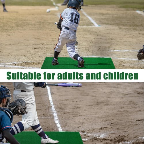 Drydiet Baseball Softball Training Batting Mat 5.97 x 2.36 ft Heavy Duty Hitting Mat Softball Training Equipment for Indoor Outdoor Floors Garage Backyard, Green