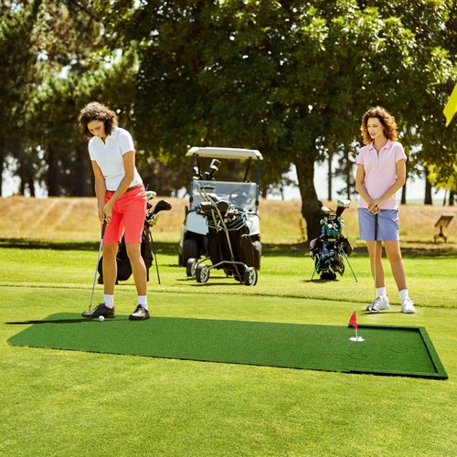 Wekin Golf Putting Green Mat Indoor,3x10ft Thickening Outdoor Portable Golf Game Set Training Turf with Side Border,Movable Cup for Home Backyard Office