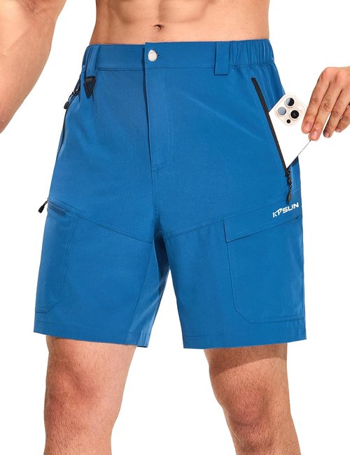 KPSUN Men's 7" Lightweight Tactical Cargo Shorts - Quick Dry with Zipper Pockets for Fishing & Camping