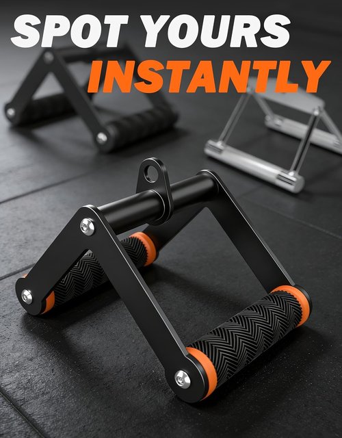 Fitarc V Bar Cable Attachment - Double D Row Handle with Non-Slip Grips for Gym & Home Workouts | Orange