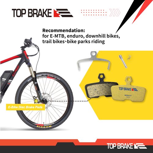 TOP BRAKE Disc Electric Bike Brake Pads for AVID SRAM Code R/RE/RSC Guide RE | E-Bikes, E-MTB, Bike Parking | E-Bike Compound,Long Lasting,Premium E+ Version,Gold (PIN Included)