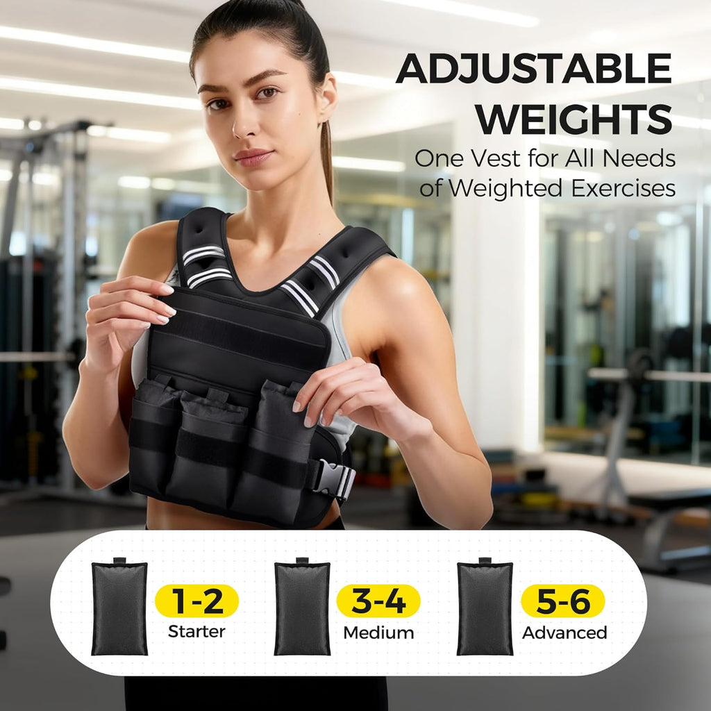 PACEARTH Adjustable Weight Vest - X-Shape Design for Home Workouts | 4-32lbs with Zipper Pouch, Available in Pink, Gray, Black