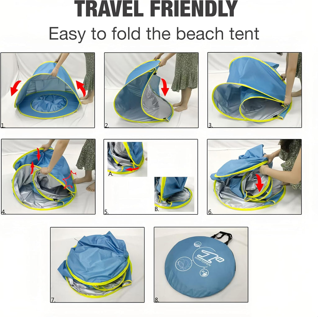 PandaEar Baby Beach Tent - Portable UV Protection Sun Shelter with Pool for Infants & Toddlers