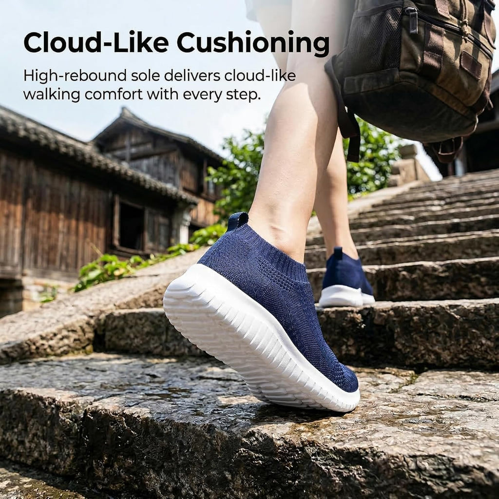 TIOSEBON Women's Slip-On Walking Sneakers - Lightweight, Breathable Knit Yoga Shoes