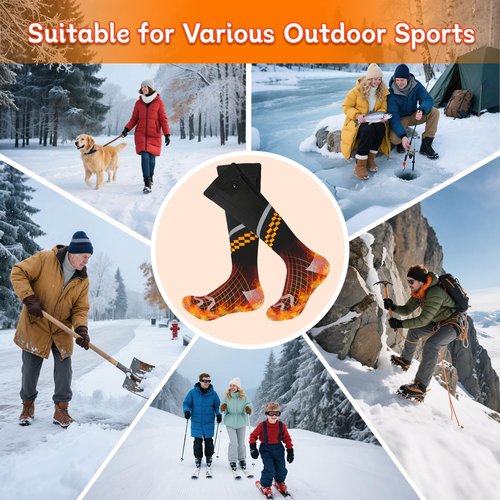 Heated Socks for Men Women - ziluetar 2 * 6000mAh Rechargeable Electric Socks with App Control Heating Socks 4 Heating Levels for Outdoor Sports Riding Camping Hiking Fishing Skating