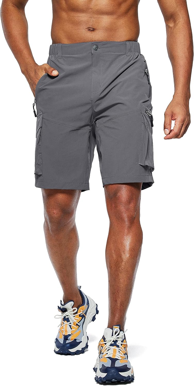 Pudolla Men's Hiking Cargo Shorts - Quick Dry Outdoor Travel Shorts with Multi-Pockets | Perfect for Fishing & Camping