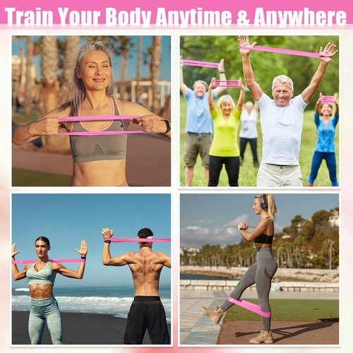 Deekin 20 Pcs Resistance Bands Resistance Loop Exercise Bands Exercise Equipment Elastic Drag Ring for Women and Men Home Fitness, Gym, Yoga(25-30 Lbs,Pink)