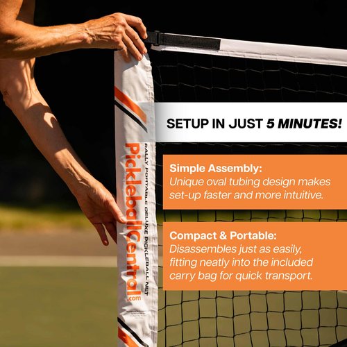 Rally Pickleball Net, Portable Net System, Indoor/Outdoor, Pickleball Training Aids, Regulation Size, Alloy Steel Frame, Net and Carry Bag (Deluxe)