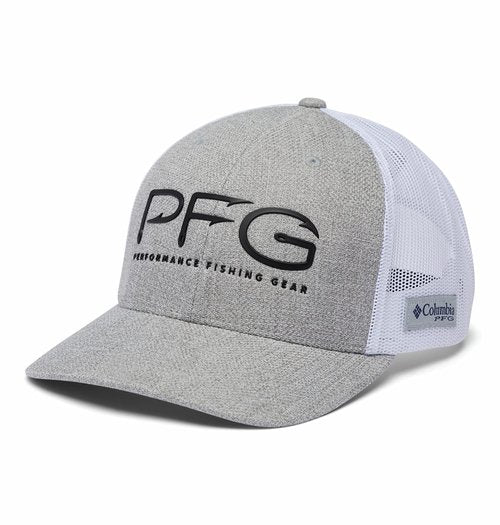 Columbia Unisex PFG Hooks Mesh Ball Cap, Cool Grey Heather/Black, Large/X-Large