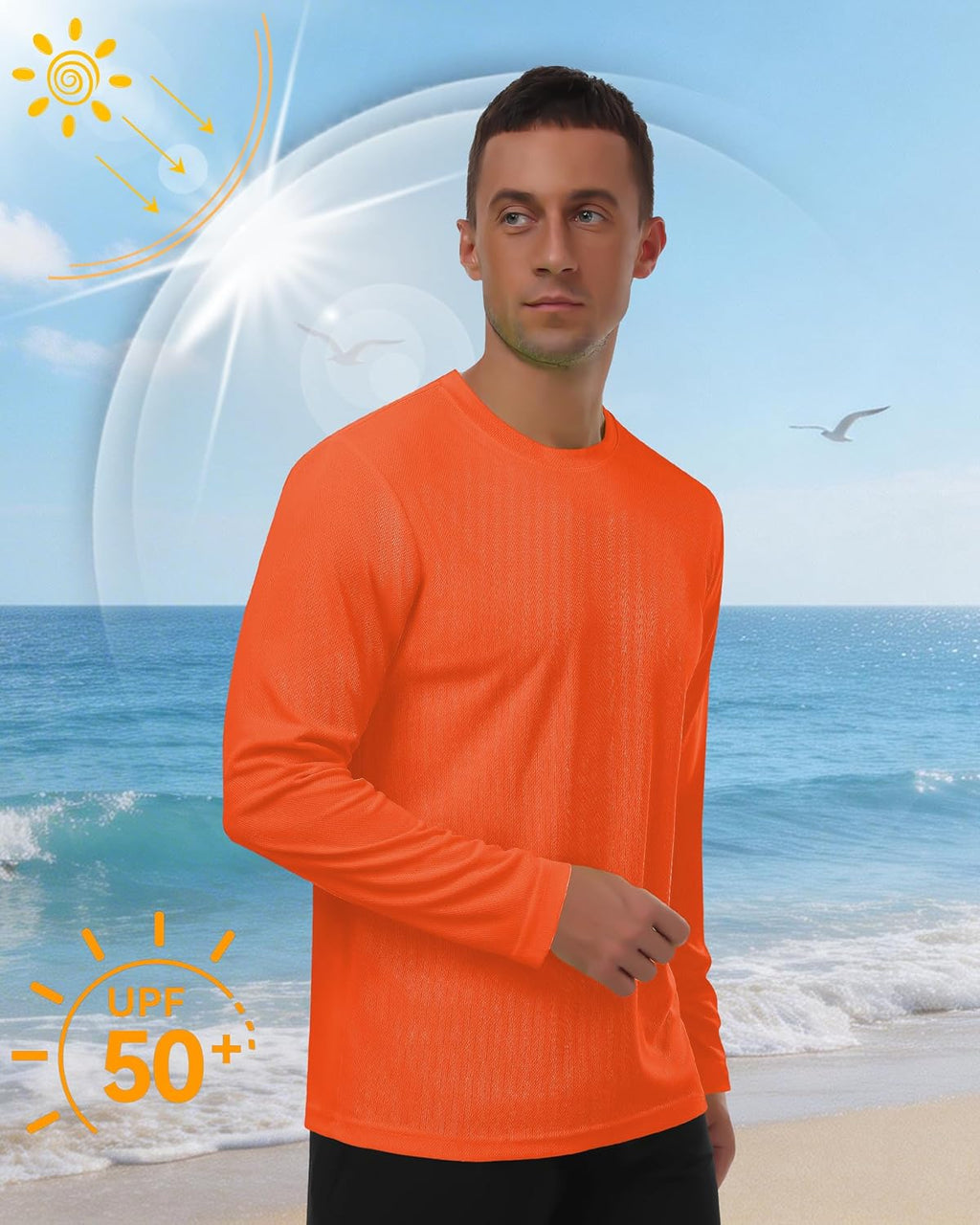 Skiennix Men's Long Sleeve Sun Shirt - Lightweight UV Protection Quick Dry Hiking & Fishing Tee