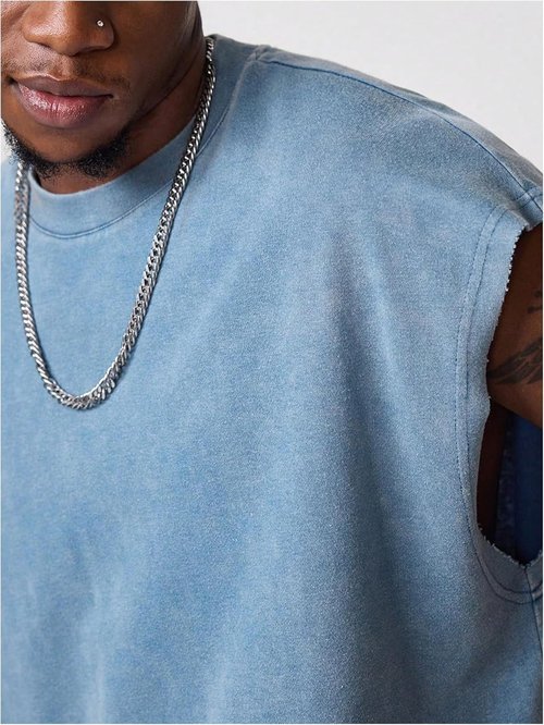GORGLITTER Men's Crop Vest Top - Stylish Dolman Sleeve Crewneck Tank in Comfortable Fit