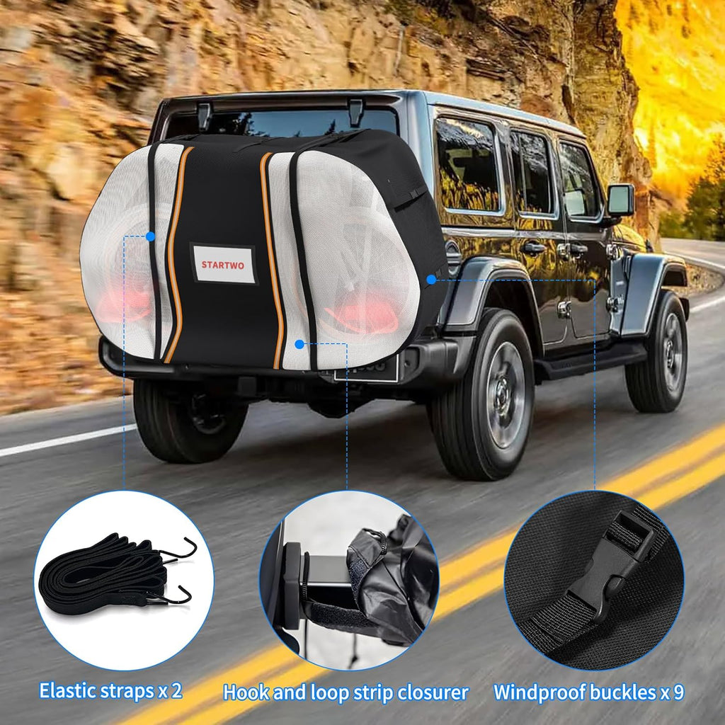 STARTWO Waterproof Bike Cover - Outdoor Storage & Transport for 2 Bikes | Includes Elastic Straps & License Plate Window