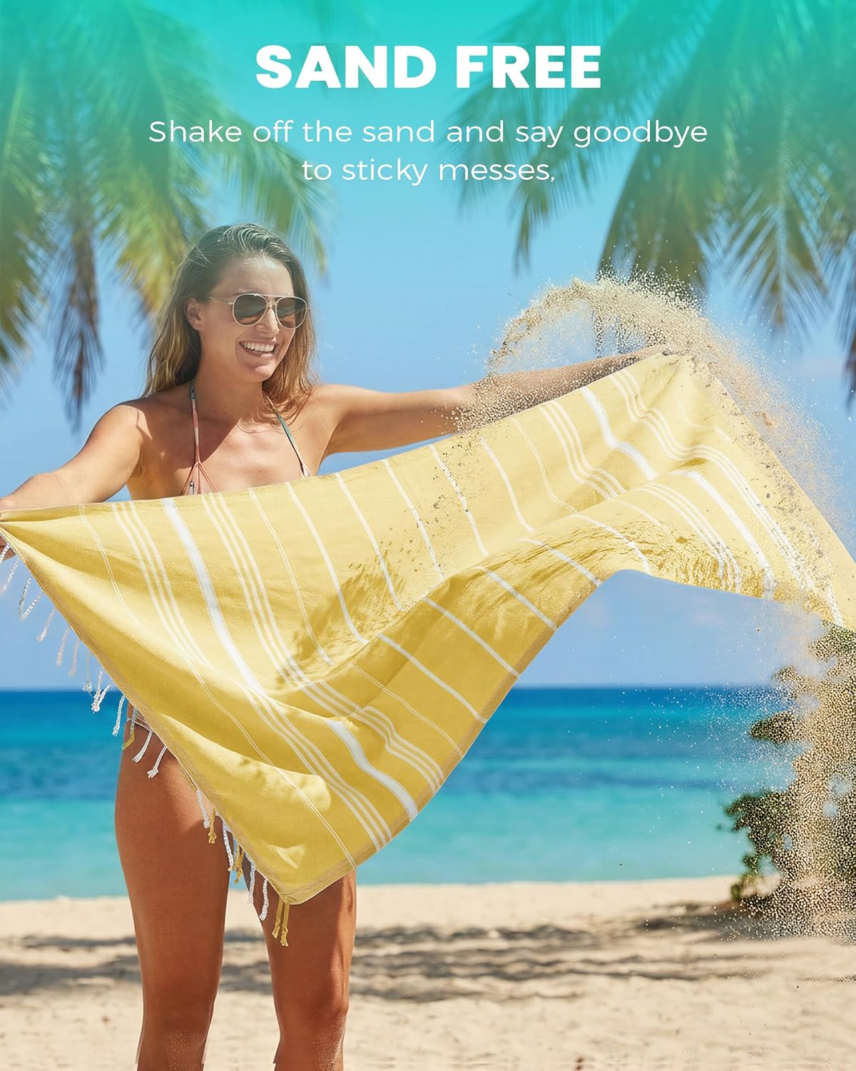 Skiennix Turkish Beach Towel - Quick Dry, Sand-Free, Oversized, Soft & Absorbent for Pool & Vacation