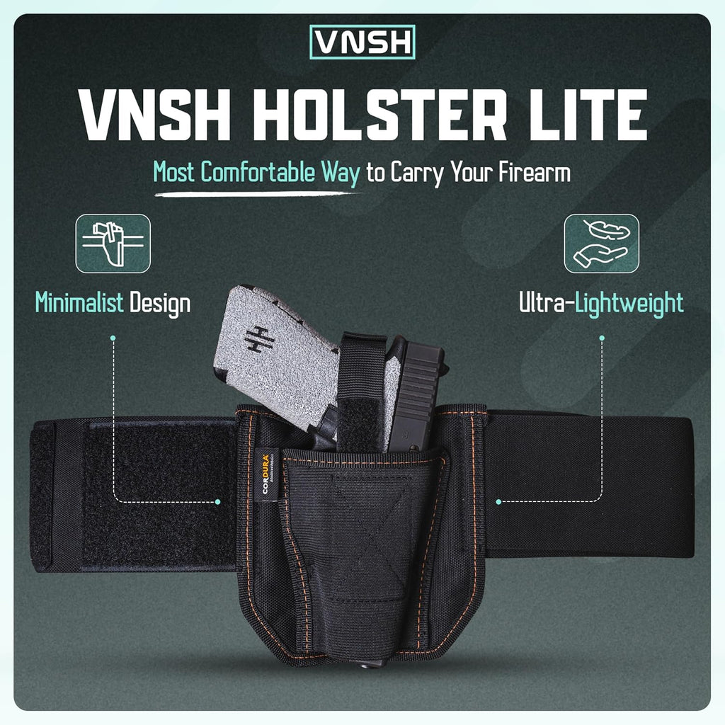 VNSH Lite Belly Band Holster - Comfortable, Lightweight & Discreet | Fits Glock, S&W & More
