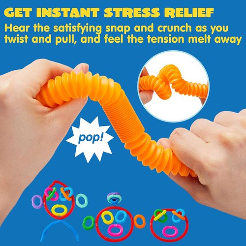 JOYIN 18 Pack Pop Tubes | Sensory Fidget Toys for Kids - 9 Vibrant Colors for Creative Learning & Fun