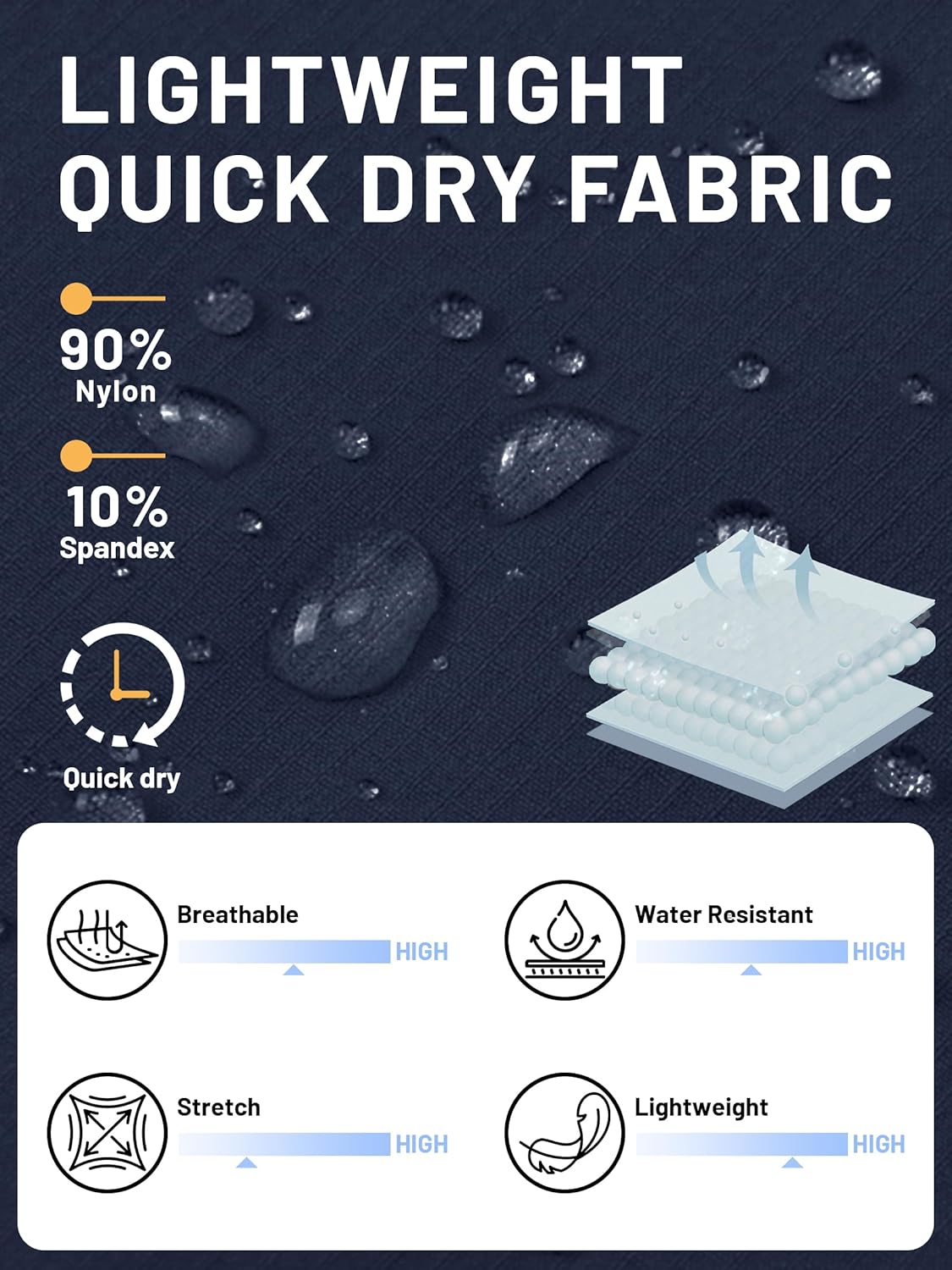 TACVASEN Men's Quick-Dry Cargo Shorts - Water-Resistant Casual Outdoor Wear for Hiking & Golf