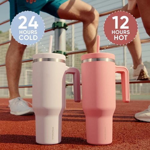 Hydrapeak Voyager 40 Oz Insulated Stainless Steel Tumbler - Handle, Straw & Lid | Cupholder Friendly (Sage)