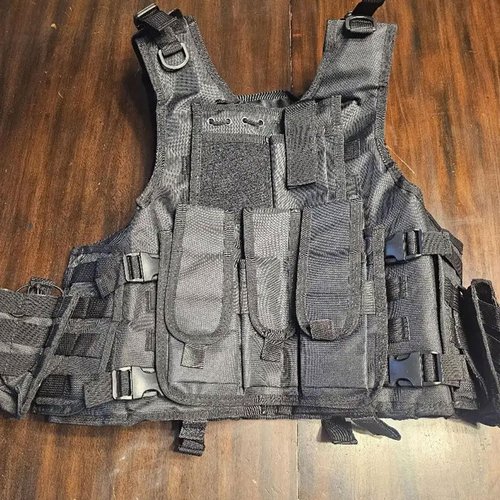 YAKEDA Adjustable Tactical Airsoft Training Vest | Camping, Fishing, Hunting, Gift for Halloween and New Year (US, Alpha, One Size, Regular, Regular, BK)