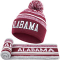 Alabama Beanie Hat Scarf Set for Men, Knit Pompom Beanie Cap, Football Fans Fashion Toque Cap, Neck Warmer Scarves,Winter Gifts for Sport Fans with Stickers