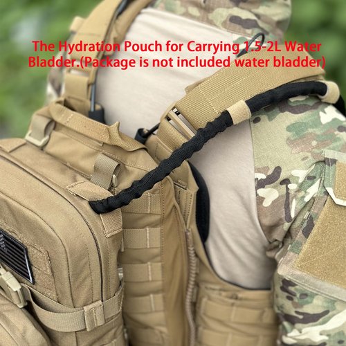 Tactical Mini Molle Hydration Pack,Molle Hydration Carrier with IFAK Pouch&US Flag&Med Patch,Hydropack for 2L Water Bladder (Coyote Brown)