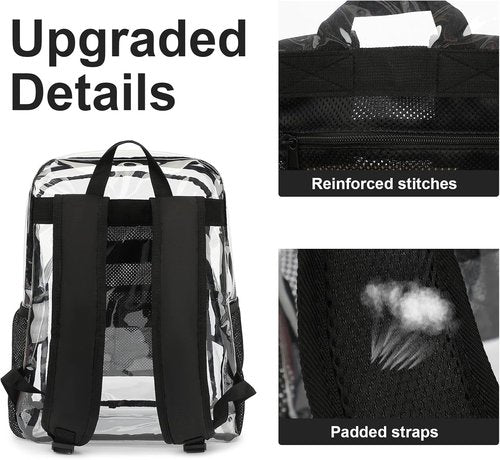 NEOREAL Clear Transparent Backpack - Heavy Duty Design for College, Work & Security | Black