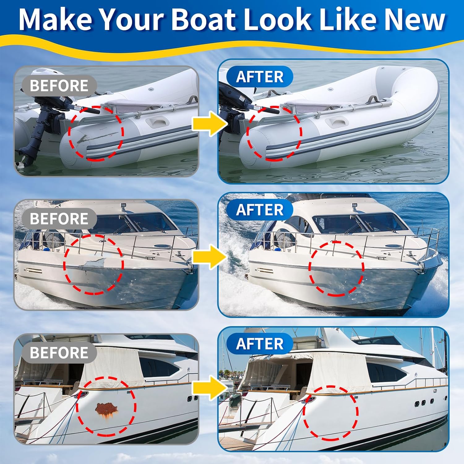 Skiennix Fiberglass Boat Repair Kit - Waterproof Epoxy Filler for Holes, Chips & Cracks | Color Match