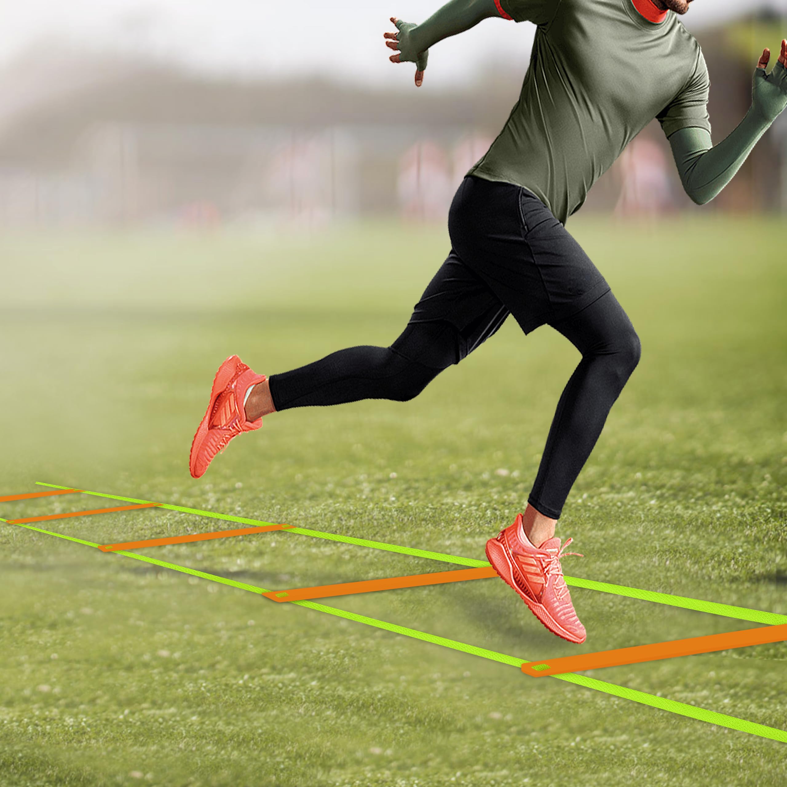 NKJIH 20ft Adjustable Agility Speed Ladder Training Ladder with Carry Bag - Soccer, Speed, Football Fitness Feet Training - Agility Training Equipment for Footwork Drills(Orange)