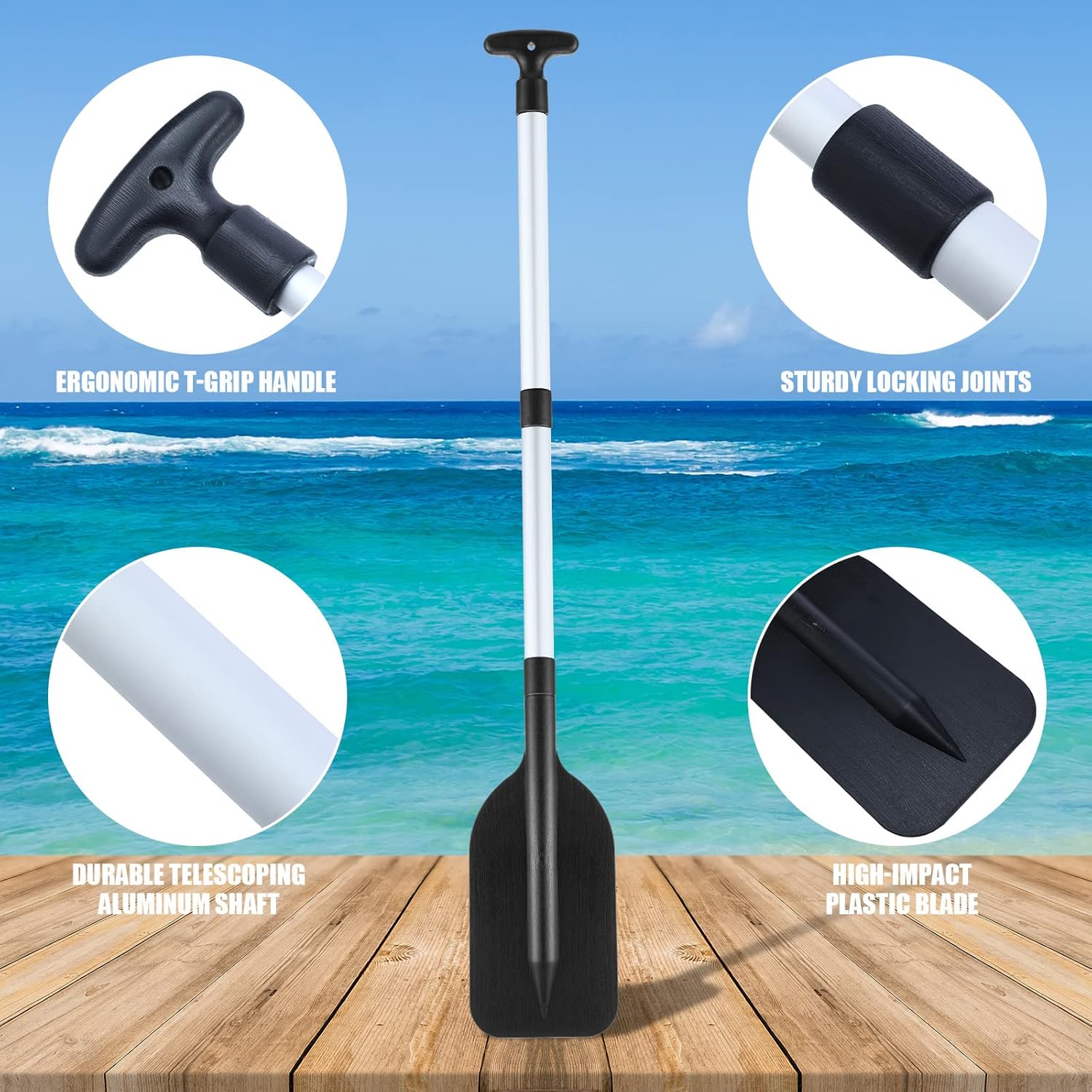 Trader Telescoping Canoe Paddles - Adjustable Aluminum Oars 21.3-41.7 in for Kayaks & Dinghies