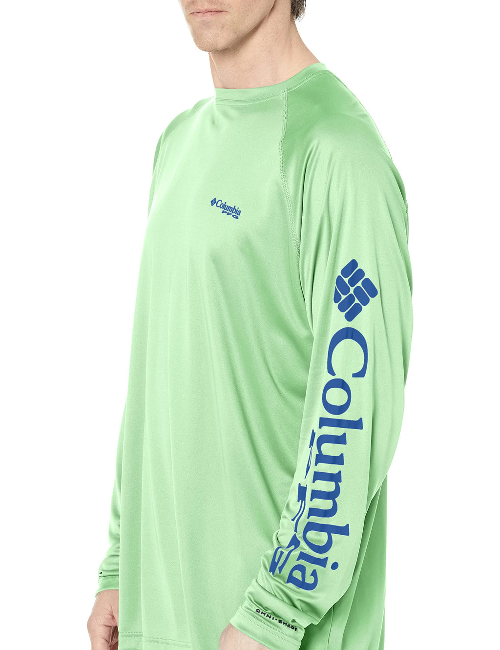 Columbia Men's PFG Terminal Tackle Long Sleeve Fishing Shirt, Key West/Vivid Blue Logo, Small