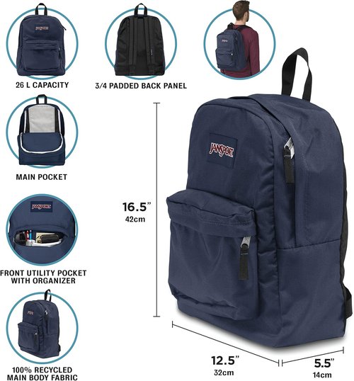 JanSport SuperBreak One Backpack - Durable & Lightweight Bookbag with Organizer Pocket - Premium Quality, Bad Bows Design