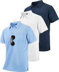 ZITY Men's Polo Shirts - 3 Pack Short Sleeve with Pocket | Moisture-Wicking Casual Golf Tees