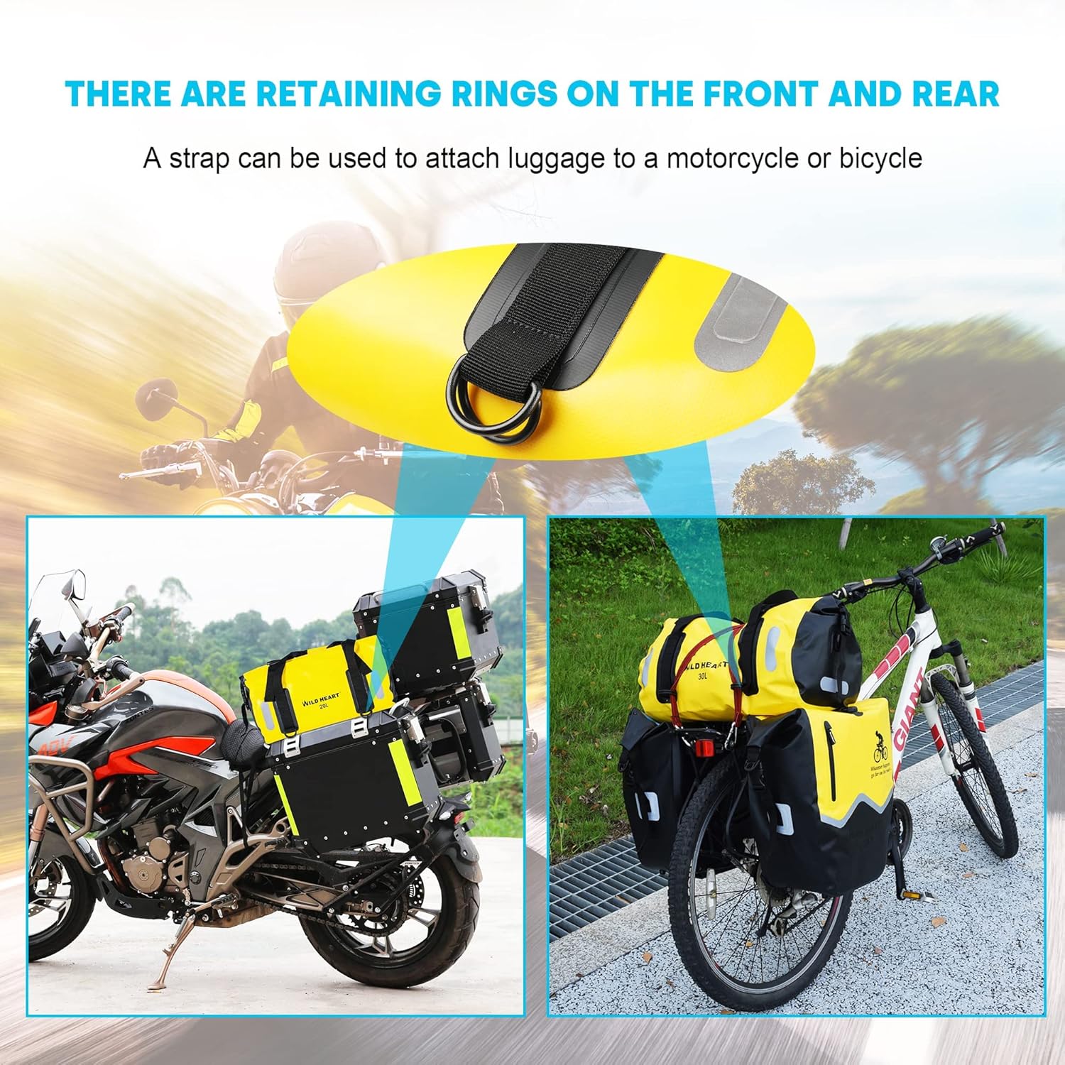 WILD HEART Waterproof Duffel Bag - Durable 20L/30L/40L with Welded Seams & Mesh Pocket for Outdoor Adventures
