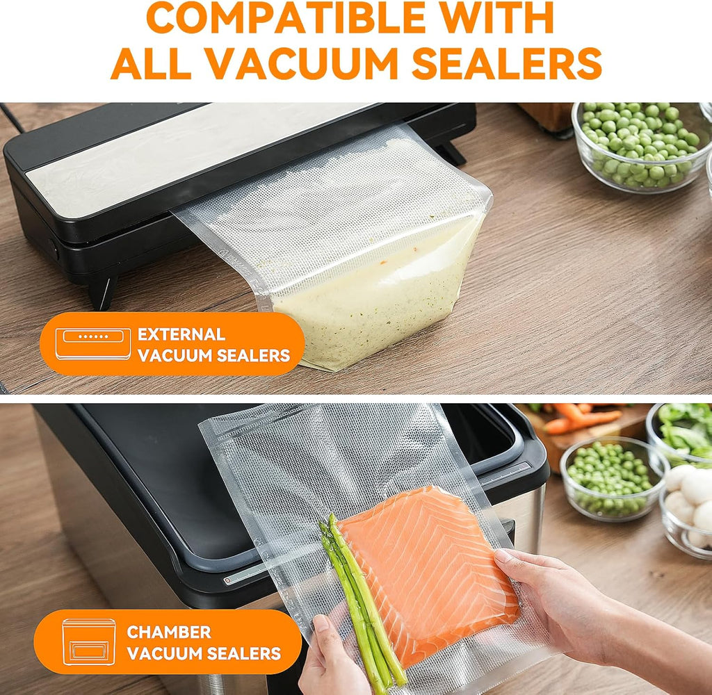 Wevac Vacuum Sealer Bags - Heavy-Duty BPA-Free Food Storage, 100 Count (6"x10" & 8"x12"), Puncture-Resistant & Freezer Safe