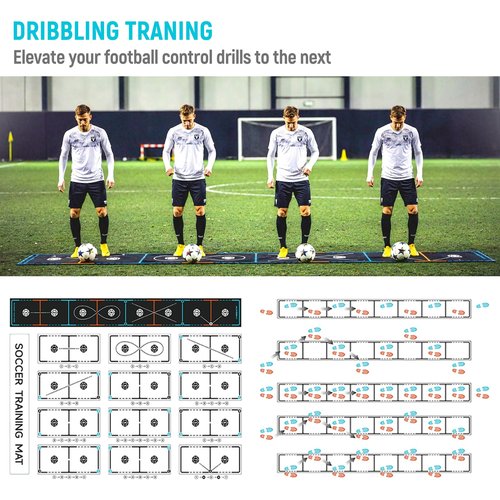 MUKESKY Soccer Training Mat with Integrated Ladder & Cones | 4-in-1 Football Footwork Agility Trainer for Team Practice | Non-Slip Speed & Ball Control Exercise Mat