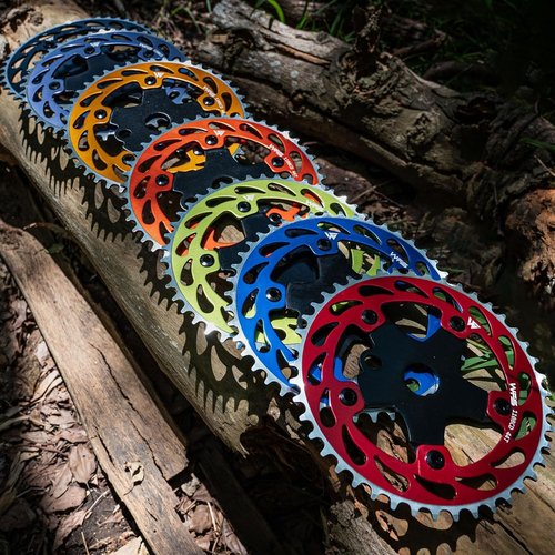 WFS Helix Chainring w/Spider Sprocket 44T 1/8" 110mm BCD 5 Arm Hole Old School BMX, Red, WFS3068-BO
