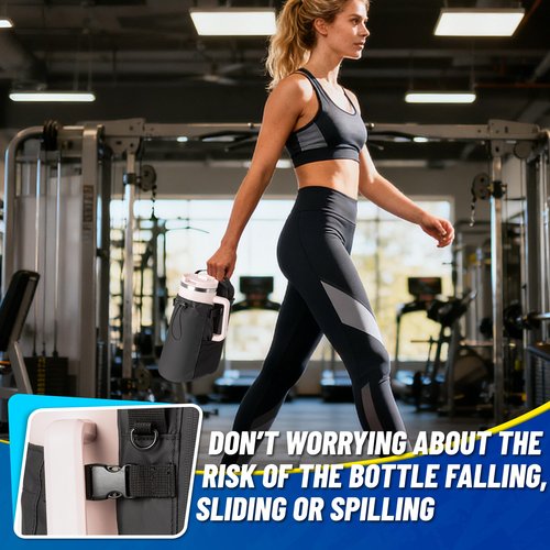 Hilhook Magnetic Gym Bag, 5 Built-in Strong Magnets Gym Water Bottle Carrier Bag with Pockets & Shoulder Strap Compatible with Owala Hydro Flask Stanley, Fits 14-40oz Bottles