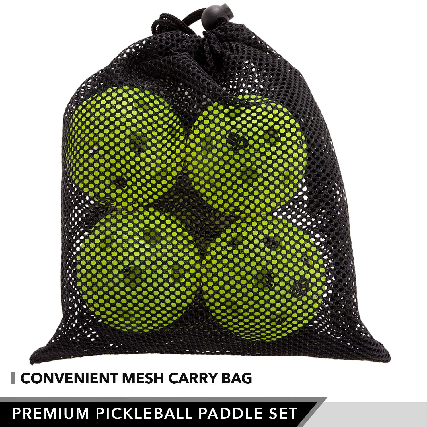 Premium Pickleball Set – 2 Paddle Set with Mesh Carry Bag, 4 Balls by Day 1 Sports - Durable Pickle Ball Paddles with Cushion Comfort Grip and Accessories - Graphite-Face Racquets, Pickleballs
