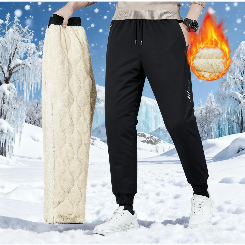 Purthet Winter Pants for Men Sherpa Fleece Lined Sweatpants Thermal Joggers for Outdoor, Snow with Zipper Pockets