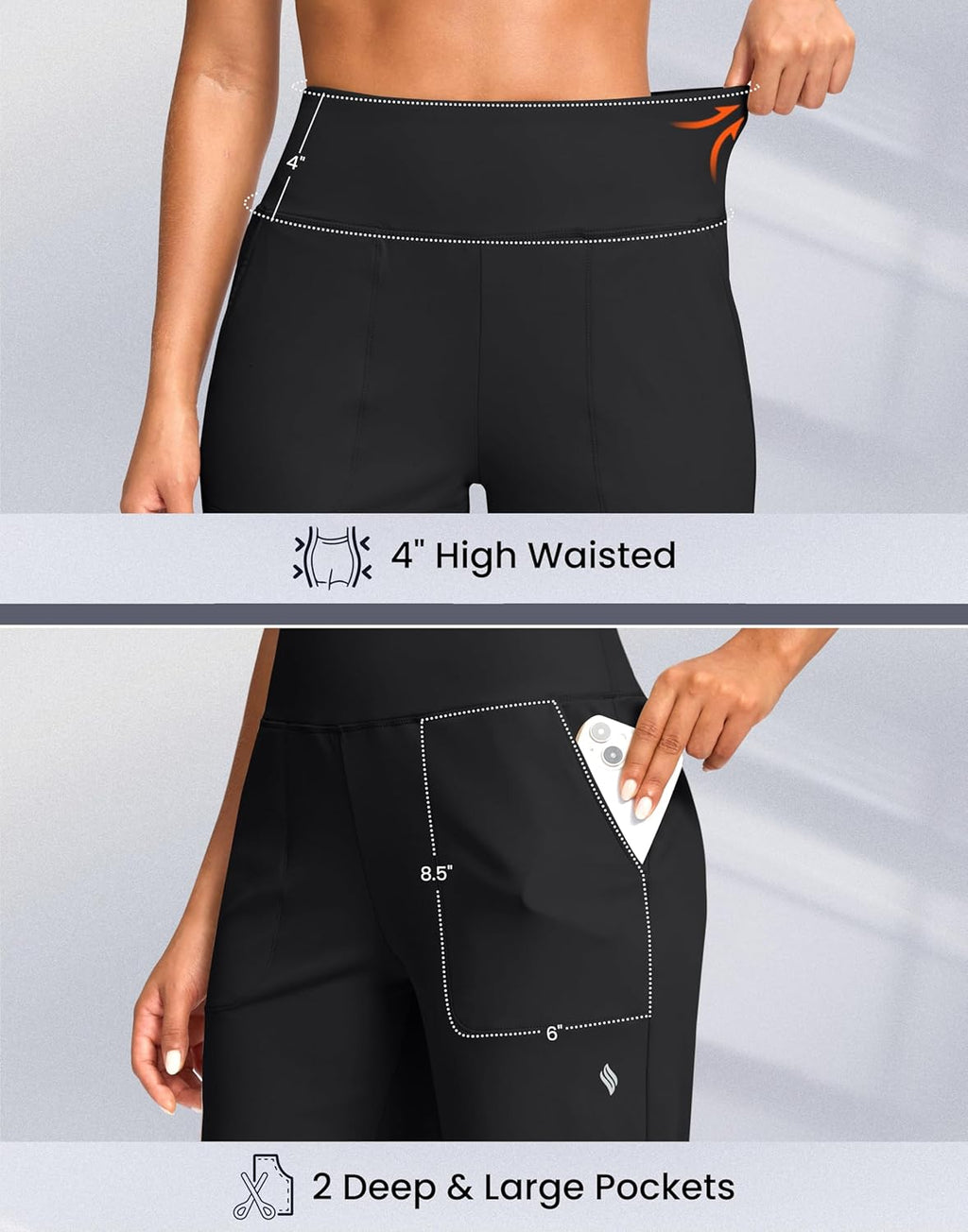 SANTINY 14" Women's Knee-Length Shorts - High-Waisted Stretch Bermuda with Pockets for Summer Casual
