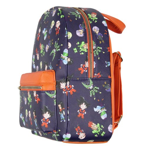 Bioworld Dragon Ball Z Goku Cell Piccolo Trunks Allover Character Faux Leather Mini Backpack