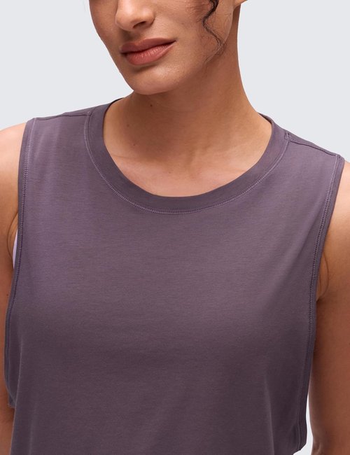 CRZ YOGA Pima Cotton Tank Tops for Women - Loose Fit Sleeveless Workout Shirts | Perfect for Yoga & Gym